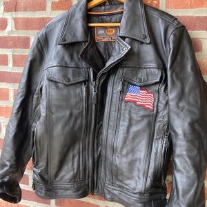 Classic Black Leather Military Jacket